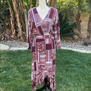 American Rag Burgundy Patchwork High-Low Dress